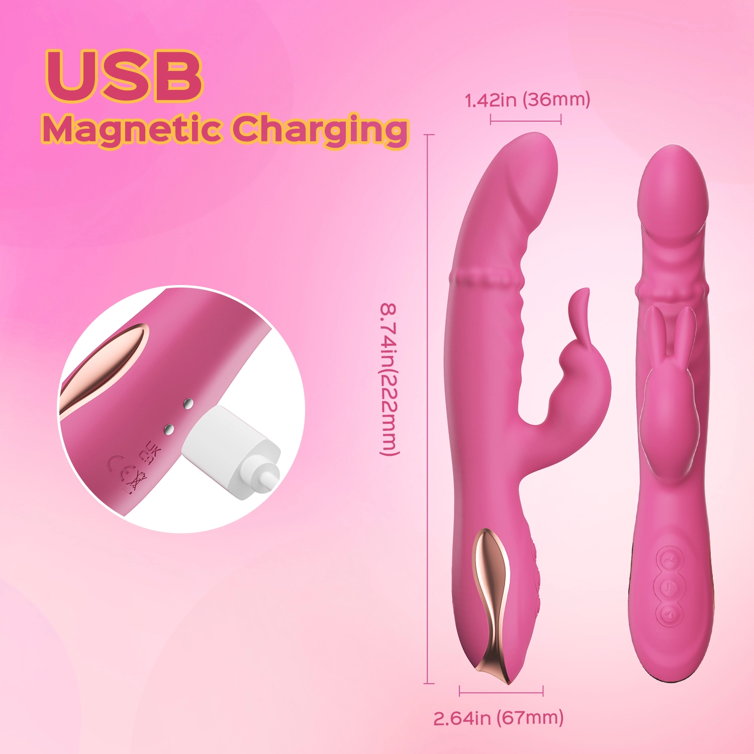 Elika - Tapping Rabbit Vibrator with Sliding Beads Ring