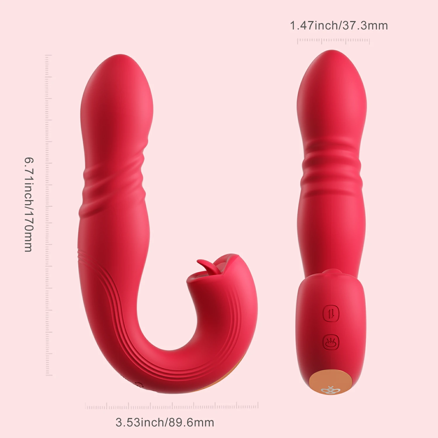 JOI THRUST - App Controlled Thrusting G-spot Vibrator & Tongue Clit Licker-Red